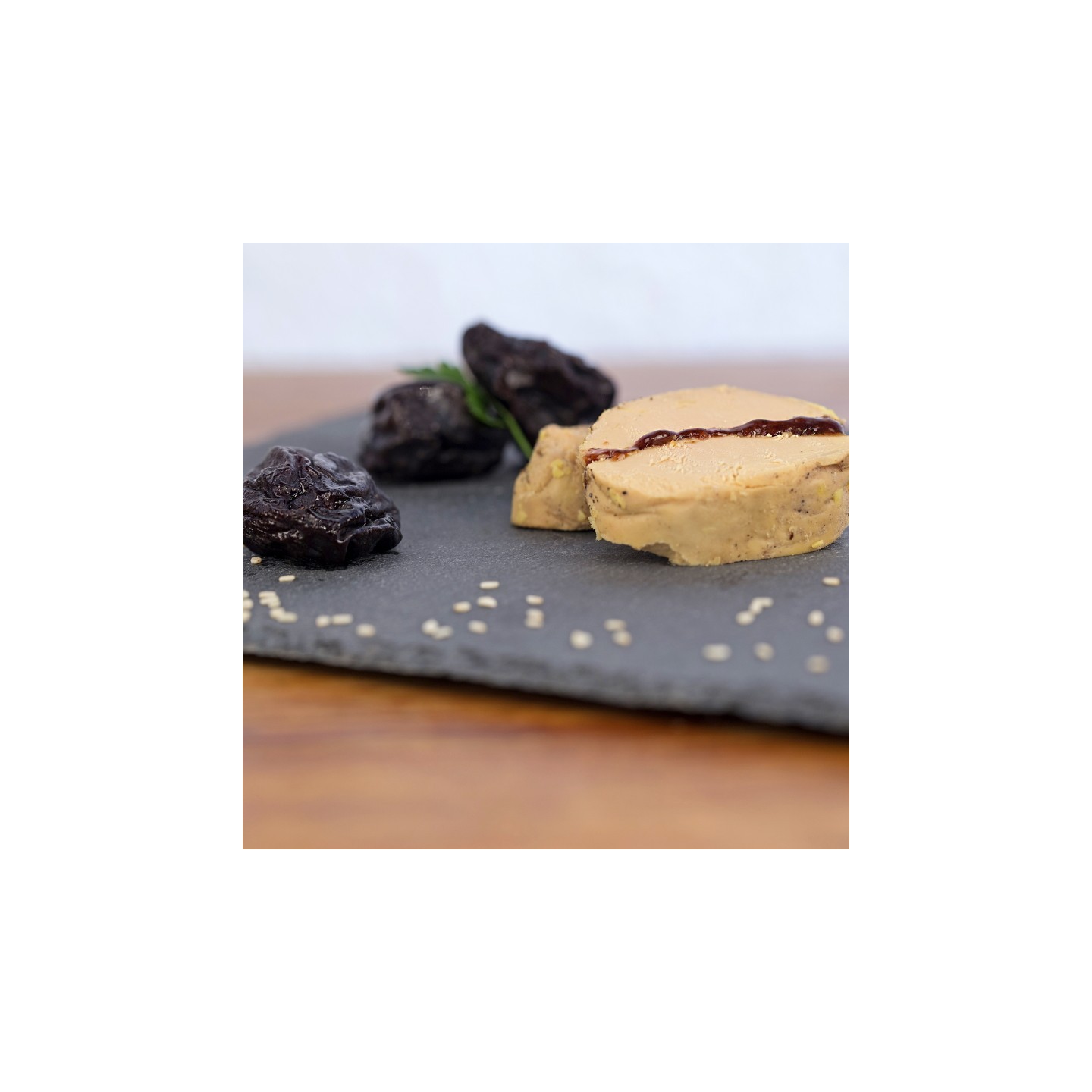 Foie Gras mi-cuit à la crème de pruneaux et à l'eau de vie de prune 180g - COMMANDE PAR TÉLÉPHONE