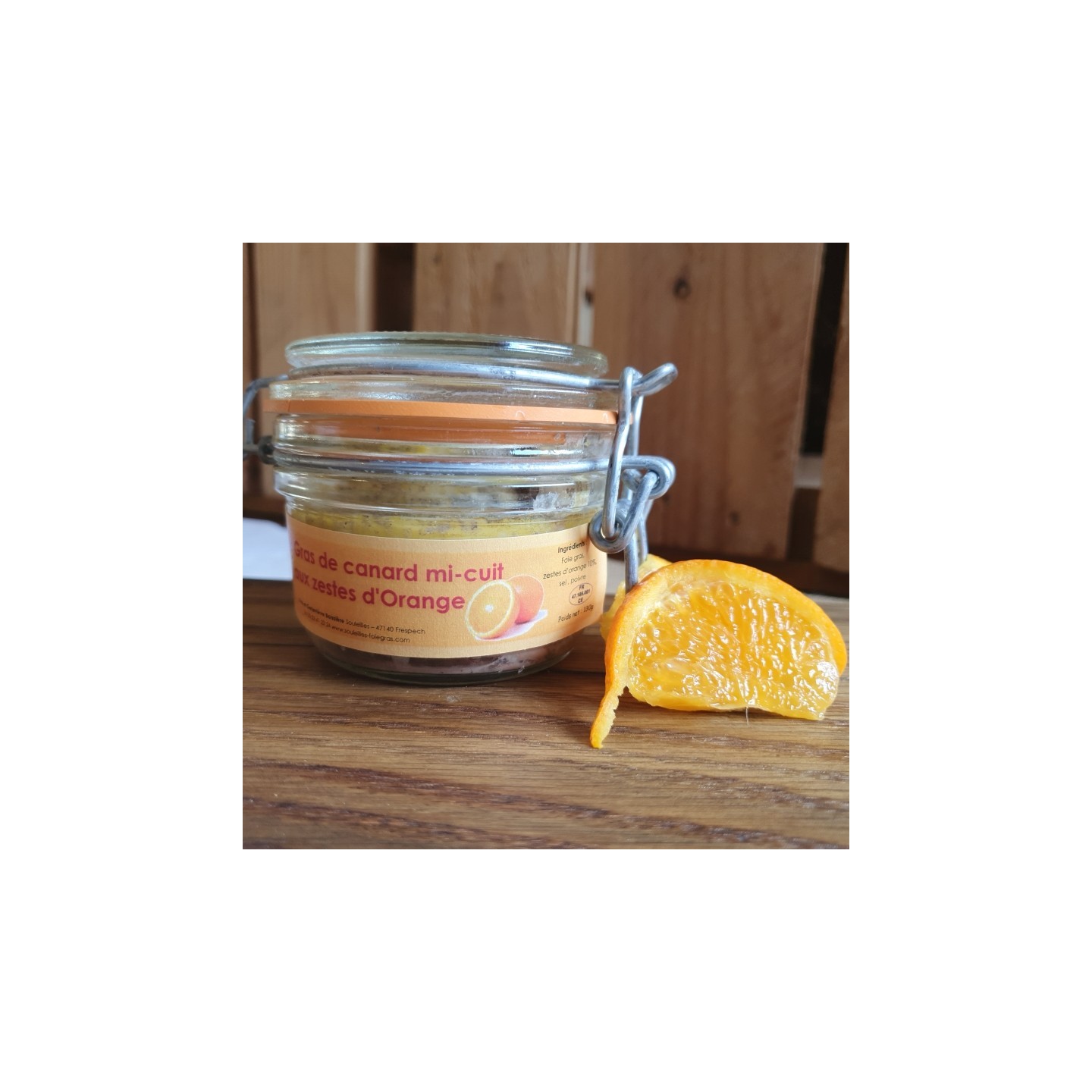 Foie Gras Entier Mi-cuit aux zestes d'orange confite 130g - COMMANDE PAR TÉLÉPHONE