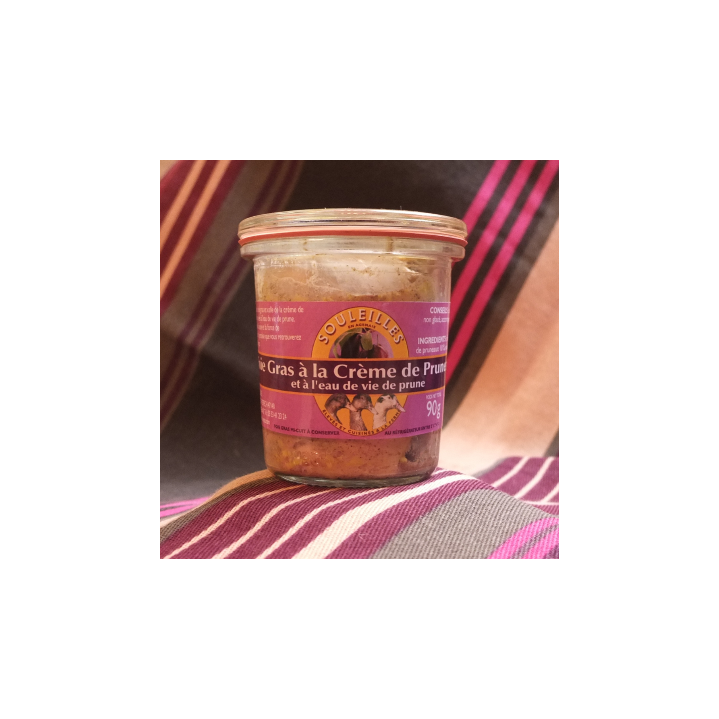 Foie Gras mi-cuit à la crème de pruneaux et à l'eau de vie de prune 90g - COMMANDE PAR TÉLÉPHONE