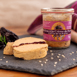Foie Gras mi-cuit à la crème de pruneaux et à l'eau de vie de prune 90g