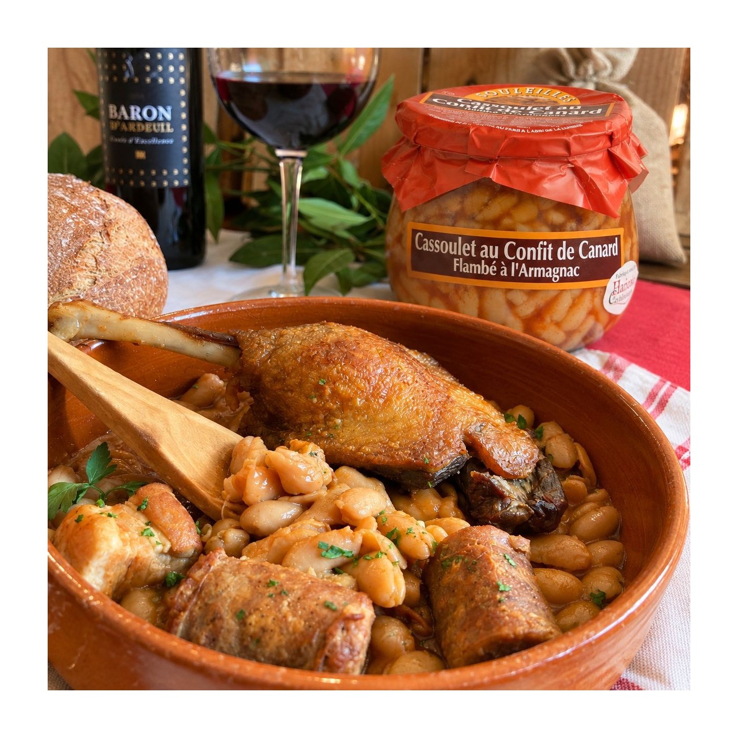 Cassoulet au confit de canard flambé à l'Armagnac 780g