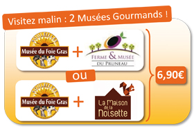 2 musées gourmands 6 € ; le pass'gourmand 8,50 € avec la maison de la noisette